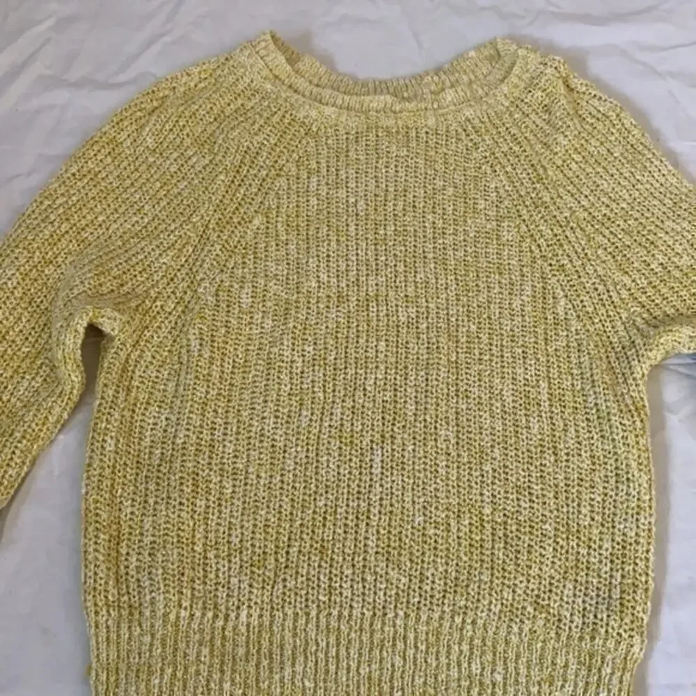 Free People Lemon Yellow Long Sleeve Crew Neck Sweater XS